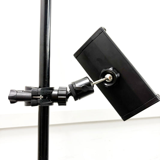 4.7-13.5" Tablet and Smartphones holder for Microphone Stand with 360-Degree Rotable Swivel Mount for Music Sheet Live Streaming