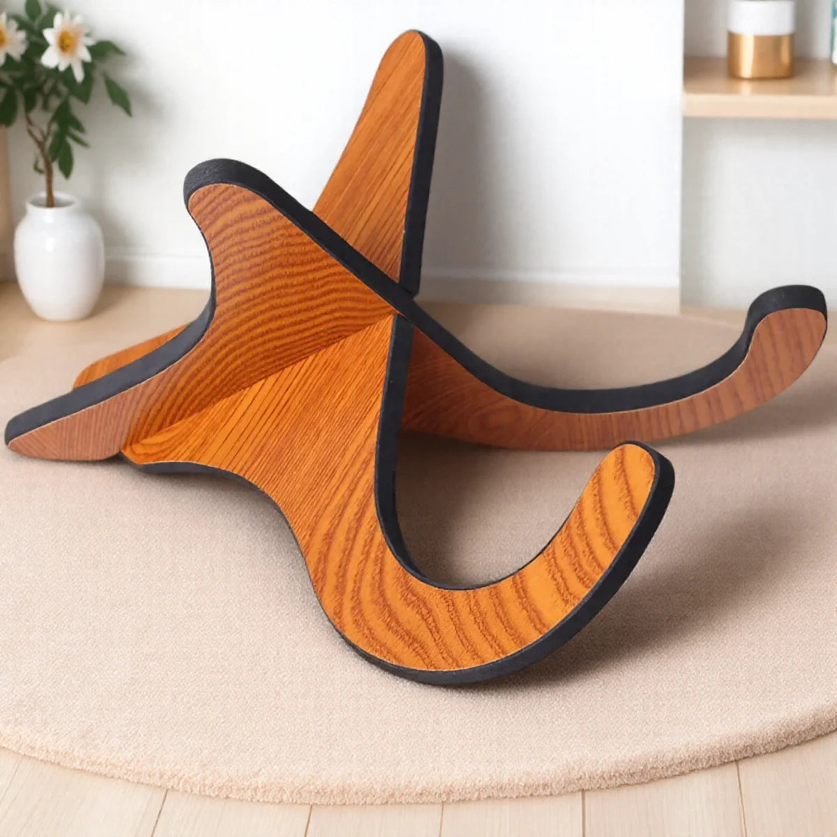 Portable Wooden Ukulele Stand – Adjustable Bamboo Display Holder for 21–26” Ukuleles