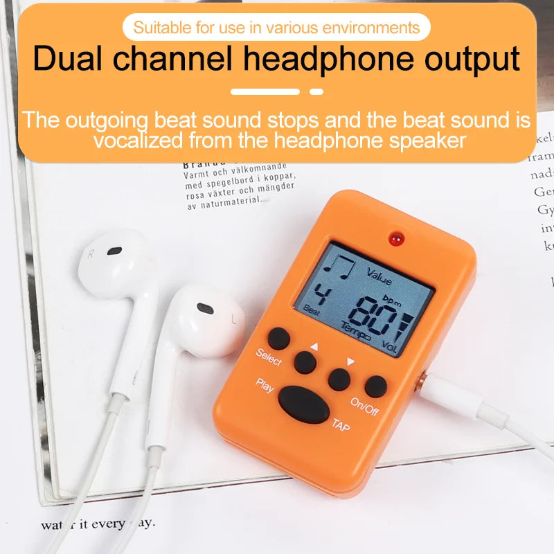 Mini Digital Clip-On Metronome – Adjustable Tempo Practice Tool for Guitar, Piano & More
