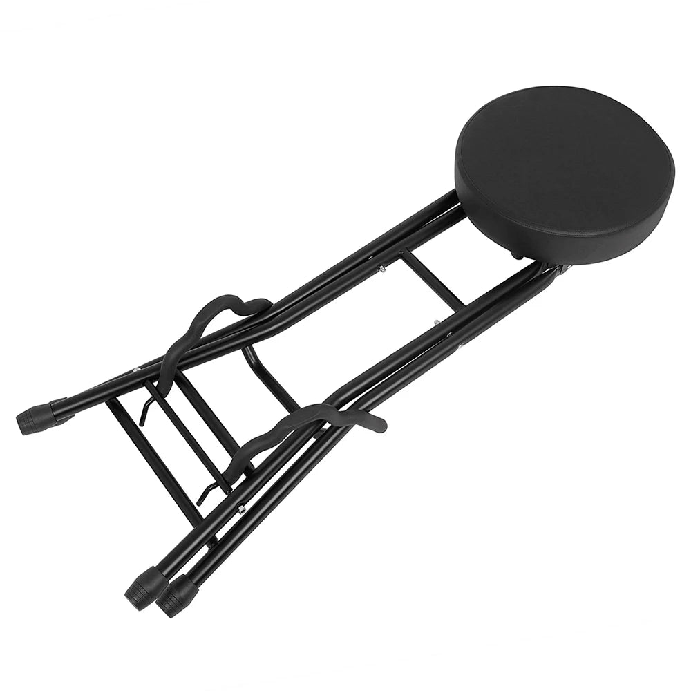 2-in-1 Guitar Seat & Stand – Foldable Padded Musician Chair with Instrument Holder