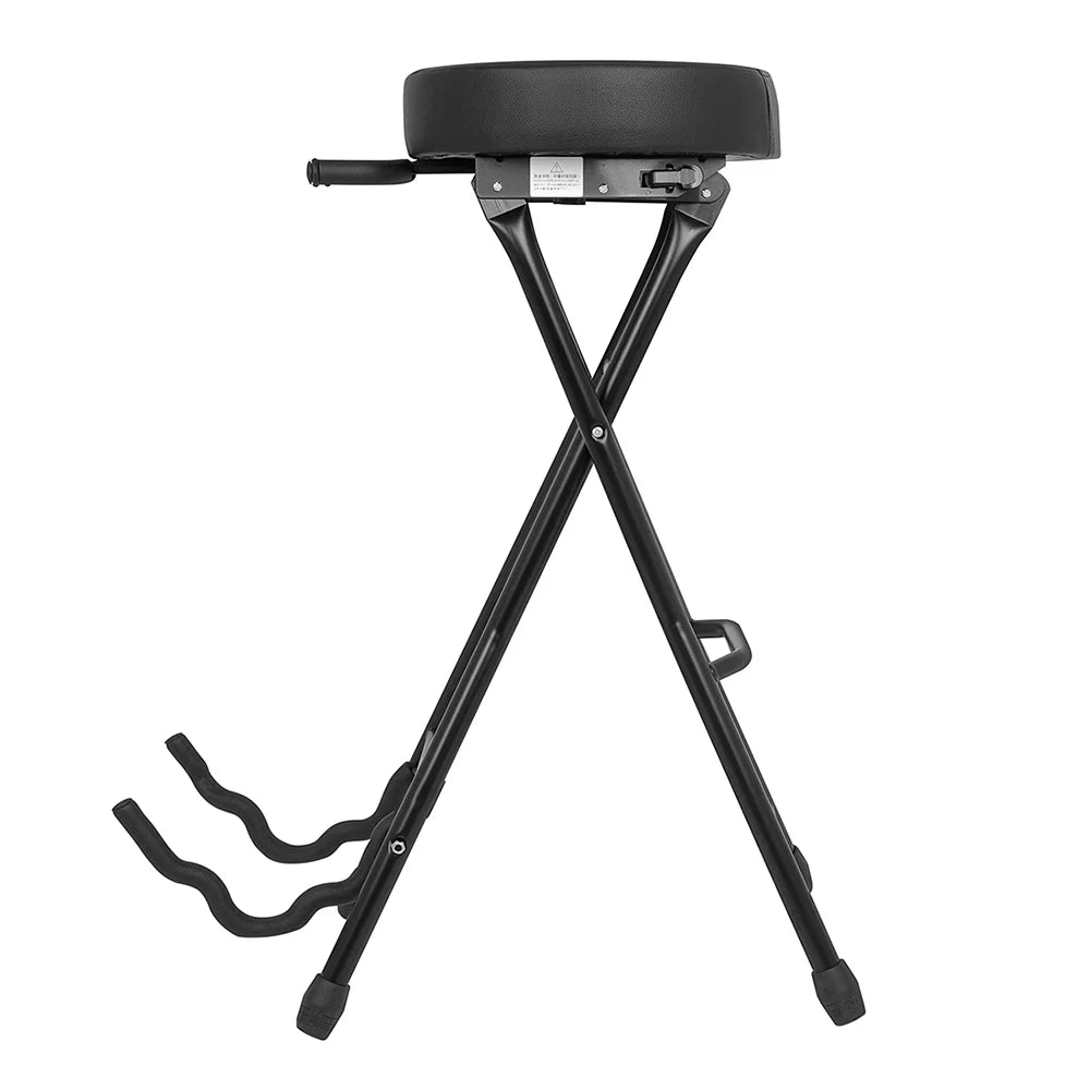 2-in-1 Guitar Seat & Stand – Foldable Padded Musician Chair with Instrument Holder