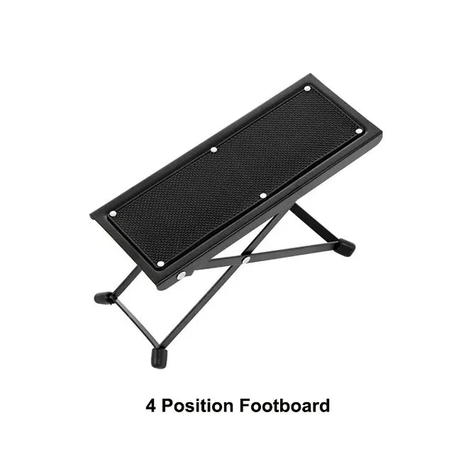 Adjustable Guitar Footrest – Foldable Metal Foot Stool with Non-Slip Rubber Grip (4 or 6 Height Positions)
